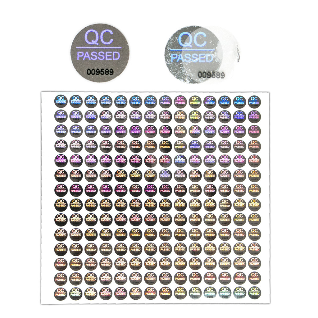 

Silver High Security seals Tamper Evident sticker Warranty Void QC Passed labels Hologram stickers with Unique Serial Numbering