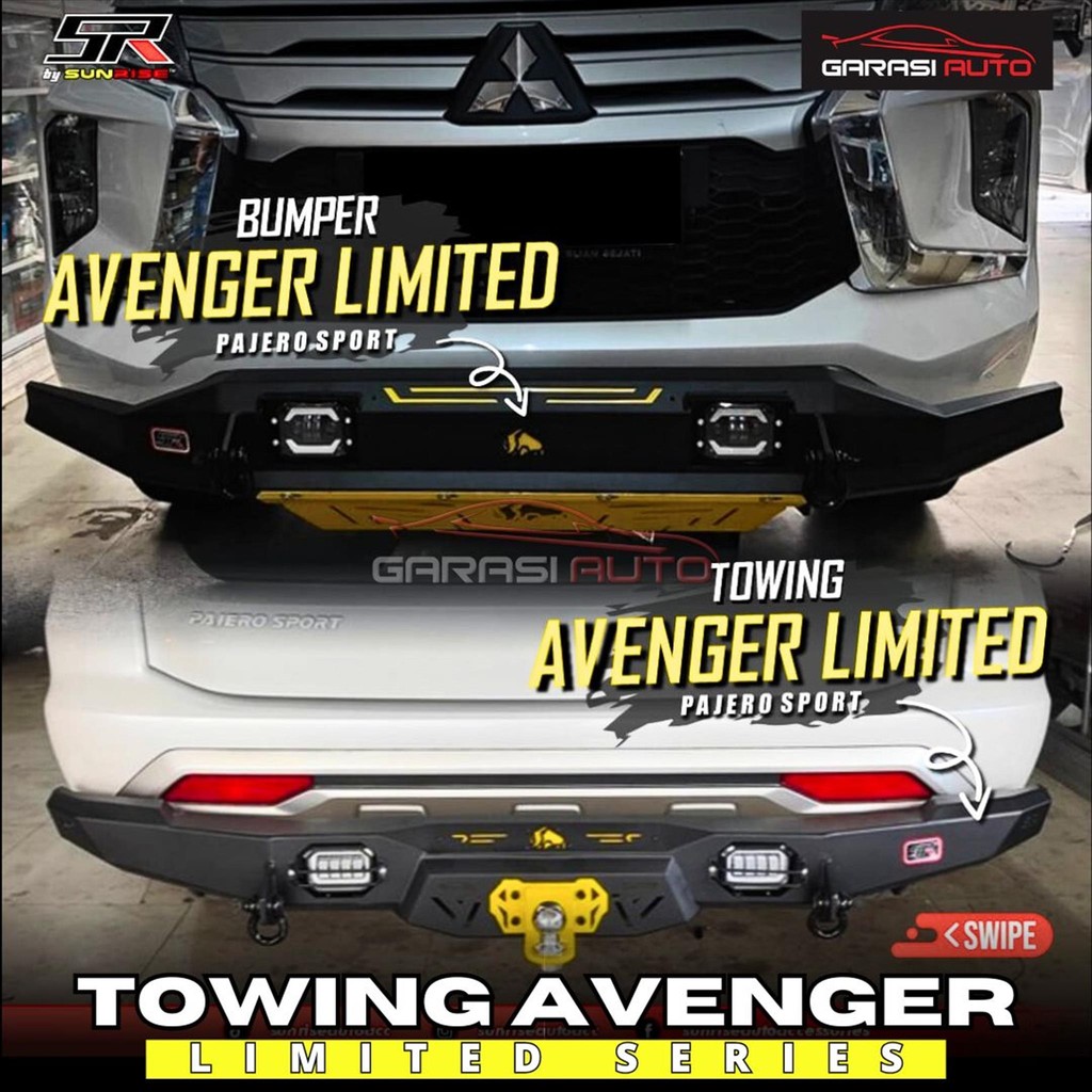 Tanduk Depan Towing Belakang All New Pajero Sport 2016 - 2025 up Bumper Bar Rhino Avenger Limited