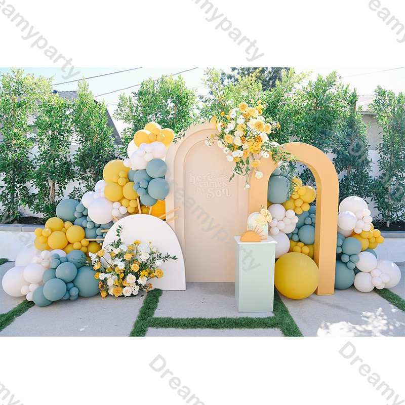 118/168pc Sunset Theme Balloons Arch Retro Blue Yellow Balloon Baby Birthday Gender Reveal First Tri