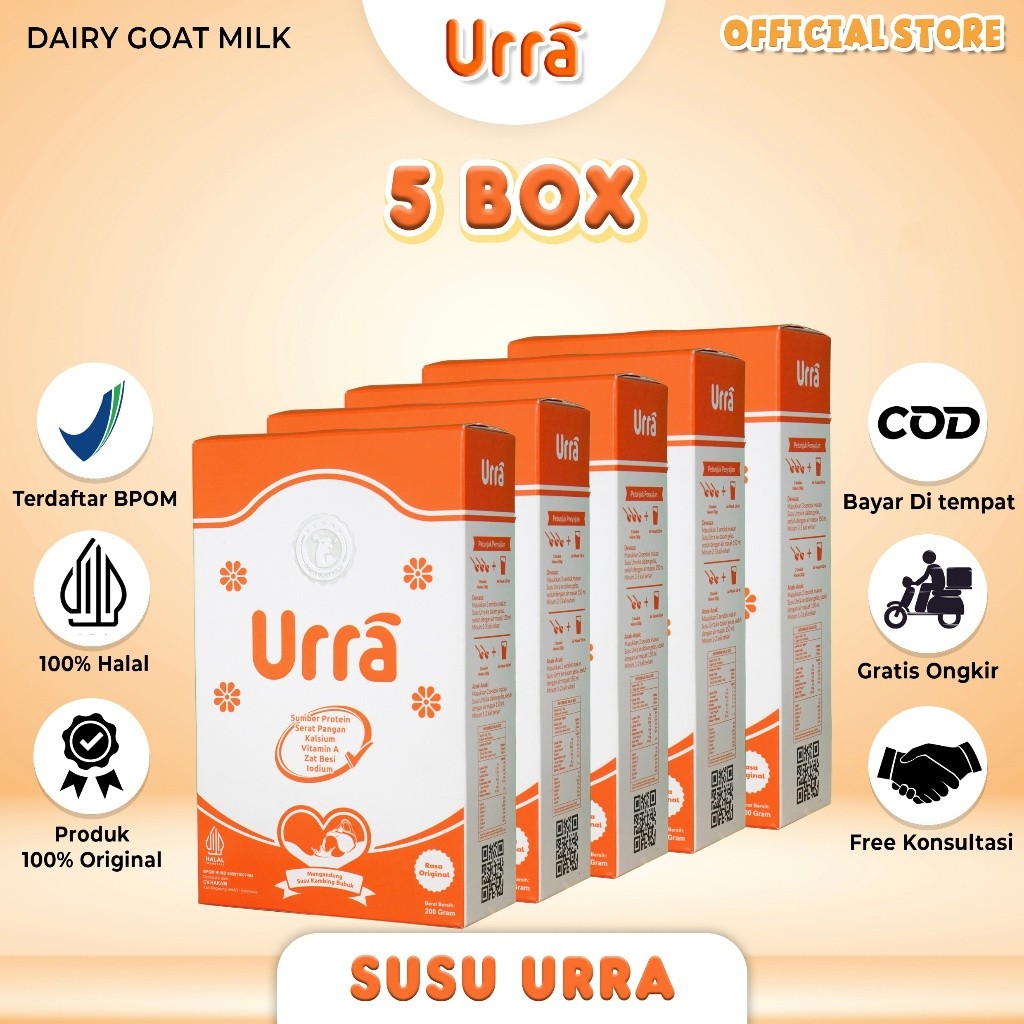 

Urra Susu Kambing Saanen Susu Penambah Berat Badan Anak dan Penambah Tinggi Badan anak - 5 Box