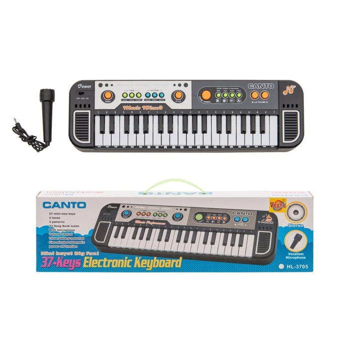 Piano Anak ELECTRONIC KEYBOARD With MICROPHONE ORGAN MAINAN PIANO HITAM 37 Key