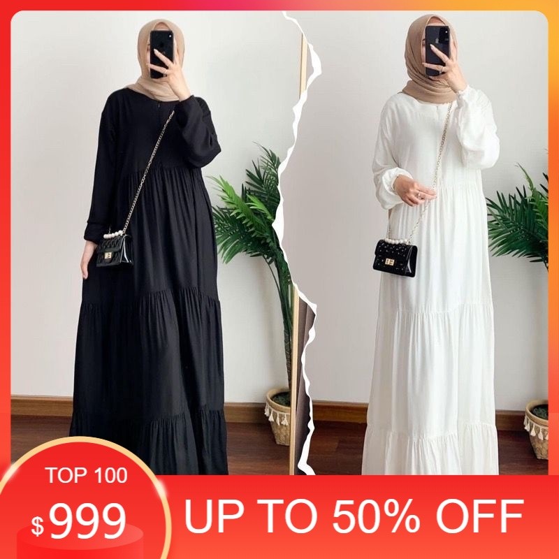 MURAAHH / Hanum Dress Polos / Casandra Dress Rayon  / Gamis Putih / Busui Friendly / Gamis Wanita Mu
