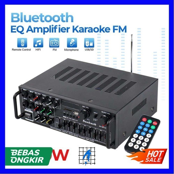 Bluetooth Amplifier 2000W EQ Karaoke FM