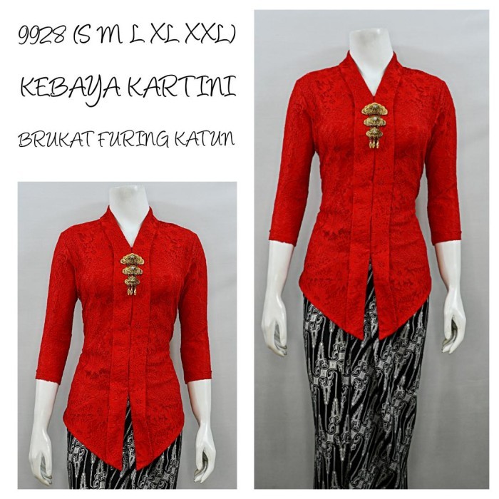 ✨NEW✨ -9288 Indah Kebaya Modern Encim Kutubaru Bali Murah Batik Bordir Brokat - Putih Tulang BW, S