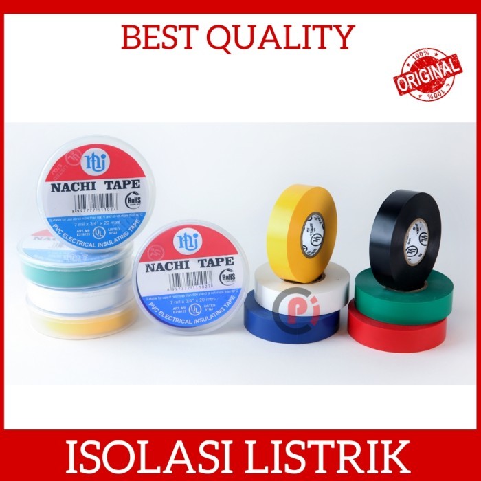 

NACHI TAPE PVC Isolasi Listrik Electrical Warna Warni Uk 19MM x 20 Mtr