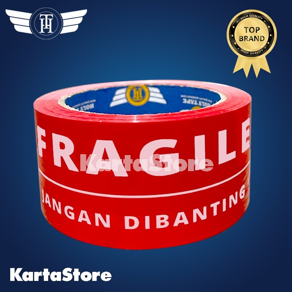 

LAKBAN FRAGILE 100 YARD MERAH / PUTIH HOLY TAPE