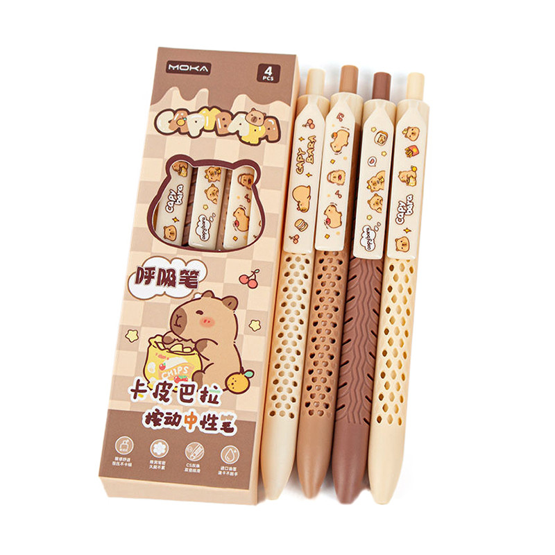 

4Pcs Kawaii Cartoon Capybara Gel Pen Quick-Drying Neutral Pens Writing Smooth Pens Office Supplies Student Stationery Gifts
