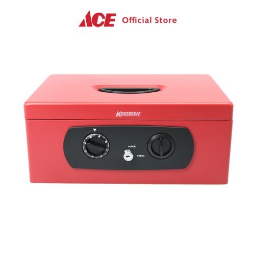 Krisbow Cash Box- Merah Tempat Uang Dengan Kunci Safety Money Storage Box Kotak Uang Kasir