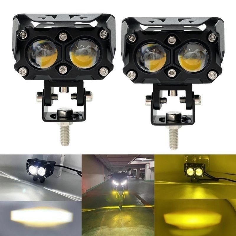 (PROMO) LAMPU TEMBAK SOROT LASER SQL 2 MATA D3 WARNA PUTIH KUNING 12 VOLT - 24 VOLT MOBIL TRUCK FUZO