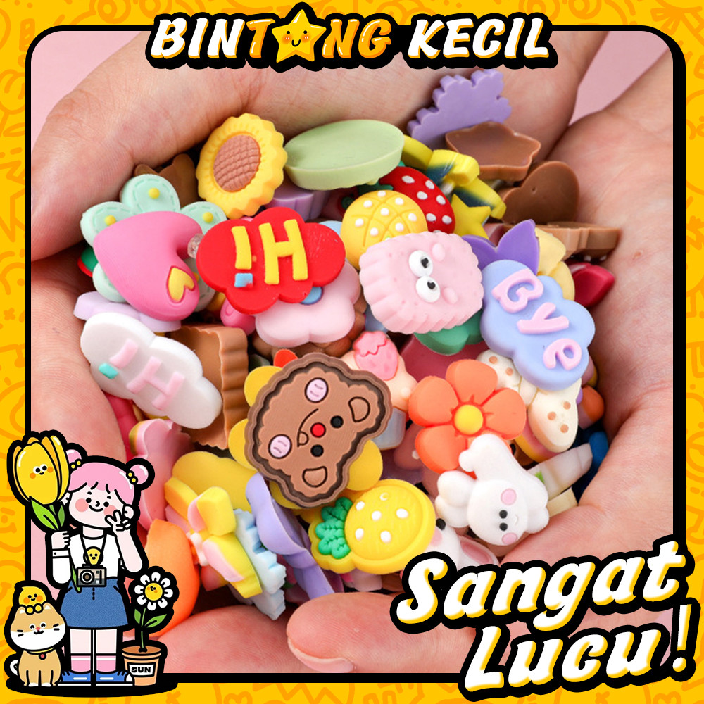 

3D Stiker Kartun Lucu Gaya acak Cantik Boneka Bahan Resin Aksesoris Free Lem untuk botol air casing ponsel alat tulis
