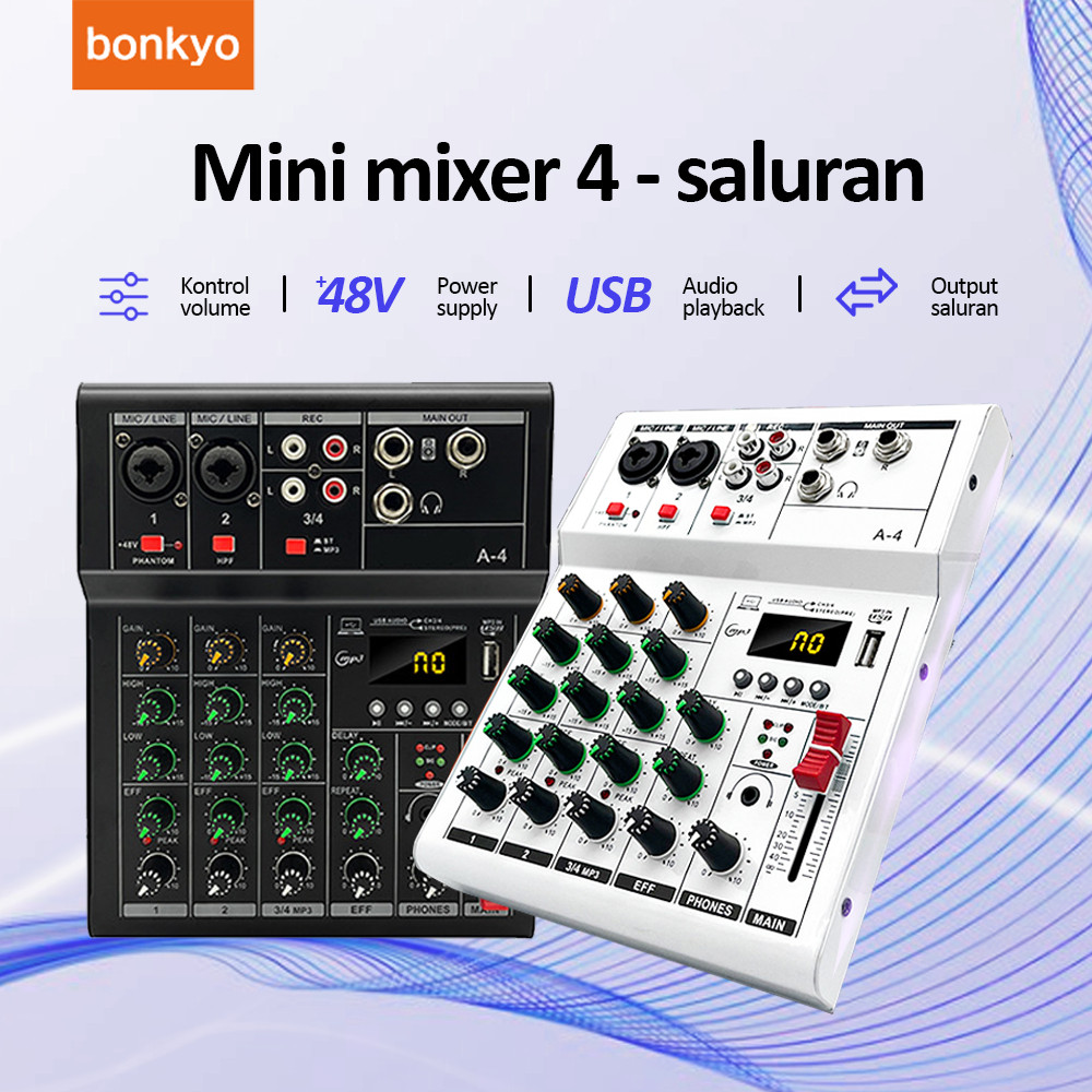 PROMO Bonkyo Pm4 mixer sound audio system Bluetooth dsp USB 4 channel mini audio interface for recor