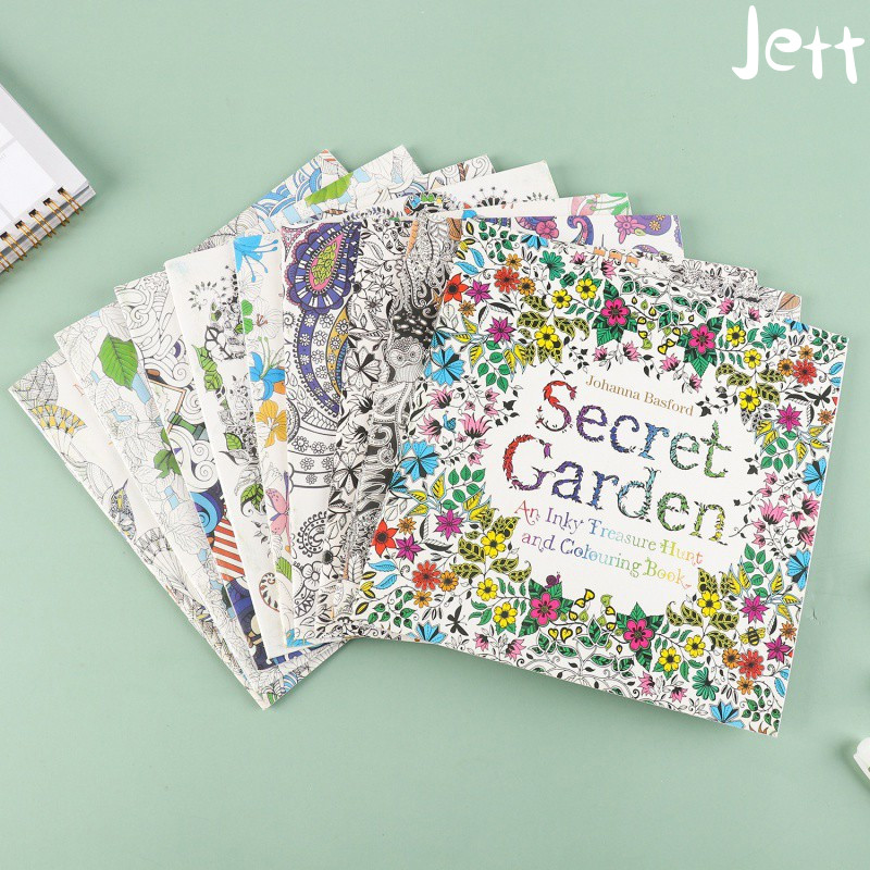 

24 Pages Buku Mewarnai Dewasa Secret Garden Enchanted Forest untuk Penghilang Stress Coloring Book secret garden drawing book-Jett