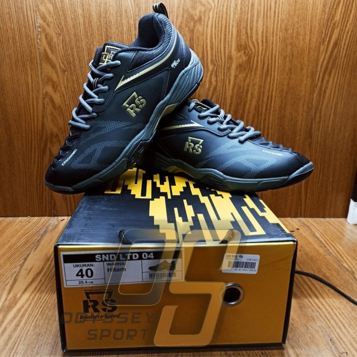 Sepatu Badminton RS SND LTD 04 (Black) 100% ORIGINAL - 39