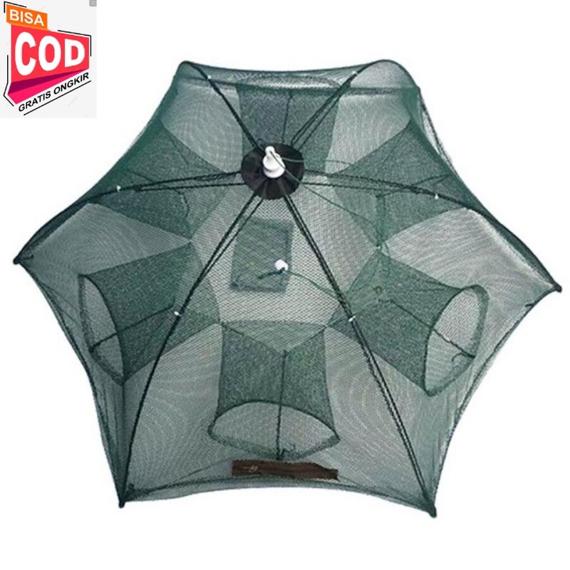 Payung Bubu Jaring 6 Lubang Jebakan Perangkap Udang ikan Kepiting Model Payung 6 Lubang