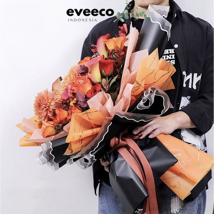 

EVEEco - (5 LEMBAR) - FL31 MARBLEMAS Kertas Bunga Paper Buket Motif Marble Emas Florist Kado Cellophane