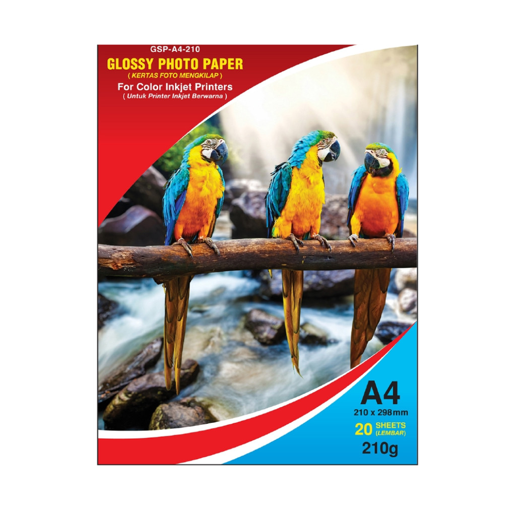 

Glossy Kertas Foto Mengkilap GSP-A4-210 20 Sheets Lembar