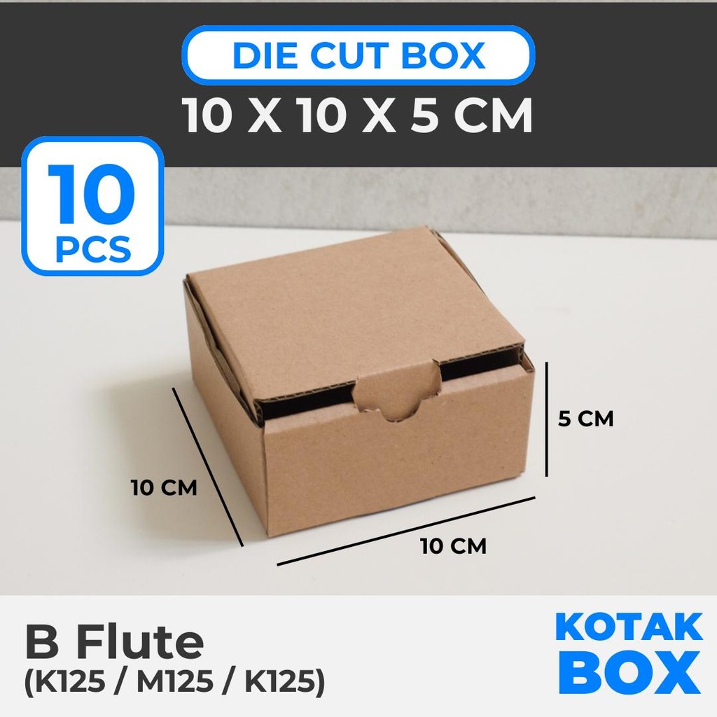 

[10 PCS] Box Kardus Karton Die Cut Mailer 10 x 10 x 5 cm Tanpa Sablon - Bahan B Flute Cokelat