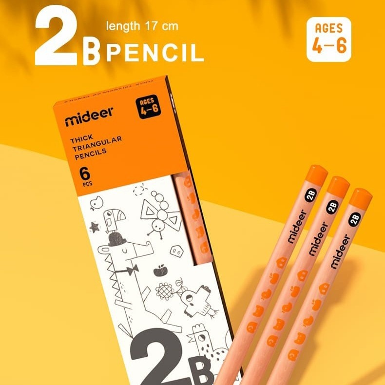 

RB Mideer Pensil Anak Kayu Wooden Thick Triangular Pencils 2B 4B 6B Belajar Menulis Edukasi Anak