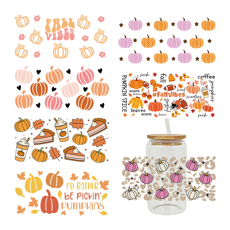 

3D UV DTF Transfers Stickers, Cup Wraps, Pumpkin, Christmas Printed for DIY Glass, Ceramic Metal Leather, Etc., 16oz D6361