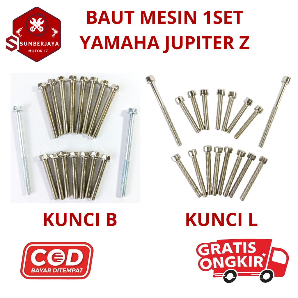 Baut Mesin Yamaha Jupiter Z / Baut Blok Mesin Motor Yamaha Jupiter Z Kunci L & Kunci B Original