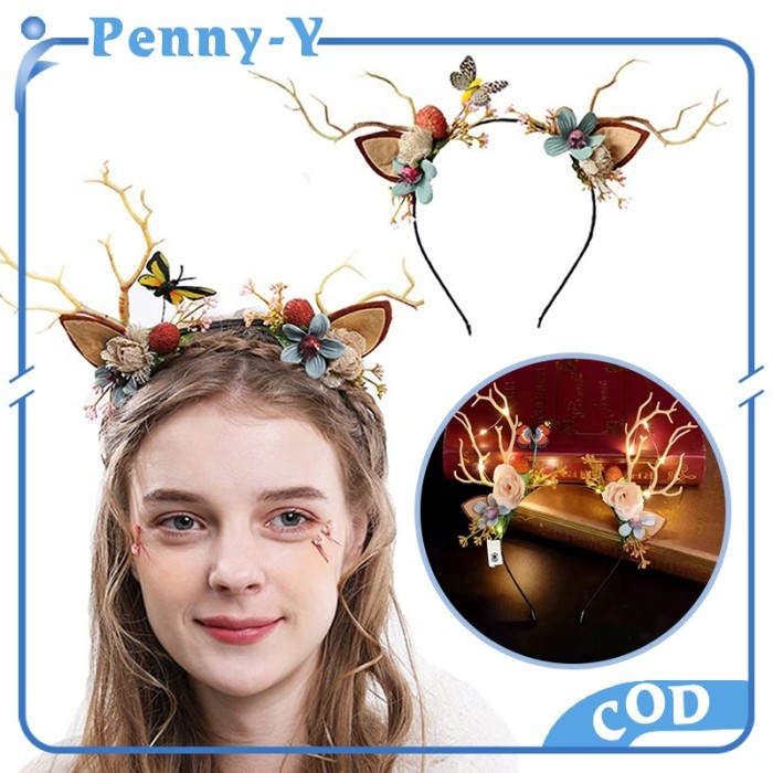 Bando Tanduk Rusa Lampu Led Bando Christmast Rambut Natal