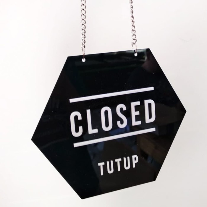 

Open Closed Hexagon Signage | Sign Board Akrilik Timbul
