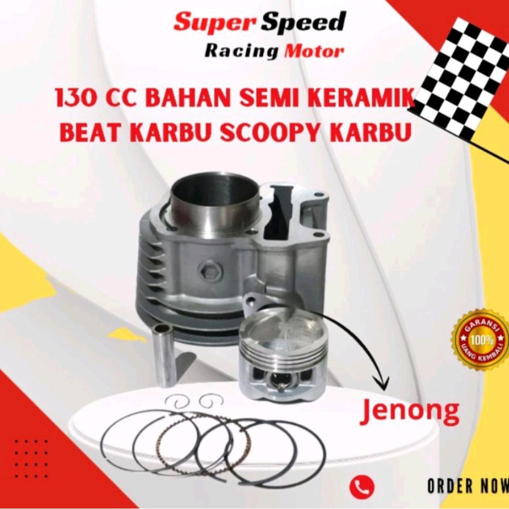 BLOK SEHER BORE UP BEAT KARBU 53MM 130 CC JAPAN SPEC TAHAN PANAS BENSiN TETAP IRIT