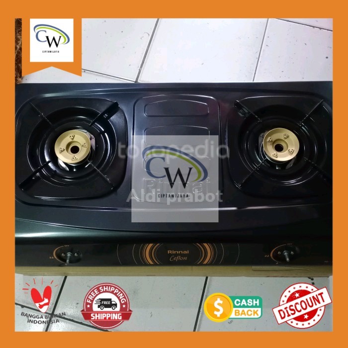 Kompor Gas 2 Tungku Rinnai/rinai RI-522C Ceflon