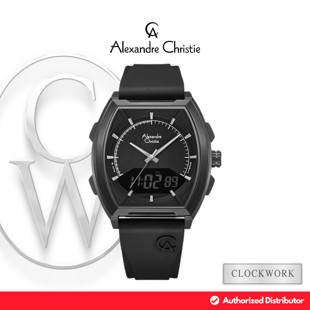 Jam Tangan Pria Alexandre Christie AC 9390 MHRIPBAGR Karet Sporty Analog Digital Hitam