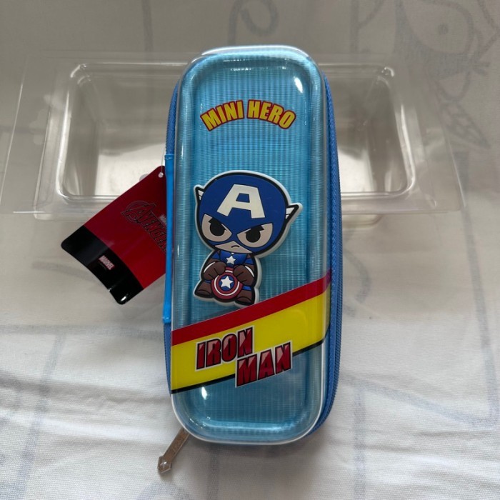 

disney marvel pencil box kotak pensil tema superhero spiderman - Capt america