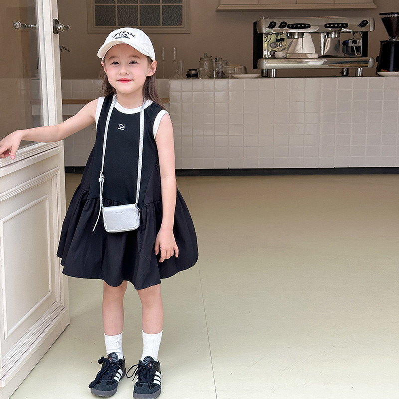 0-7 Tahun Dress Anak Black Mamba Gold Perempuan Pesta Pita Gaun Yukensi Lembut Nyaman