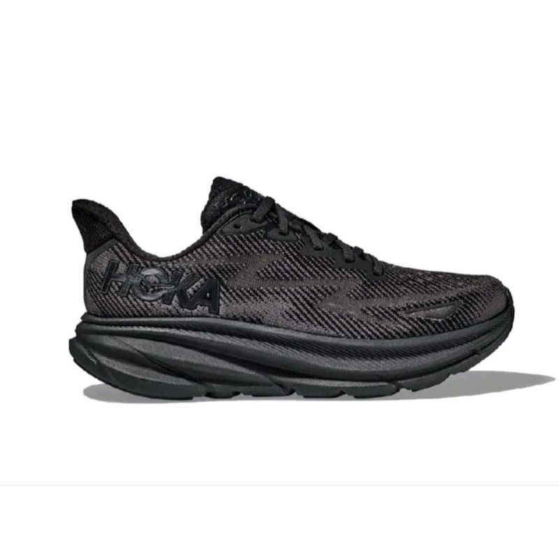 Sepatu Advanture Trail Running Terbaru Hoka HK - Hoka Clifton 9 Unisex Wide Running Shoes - Full Bla