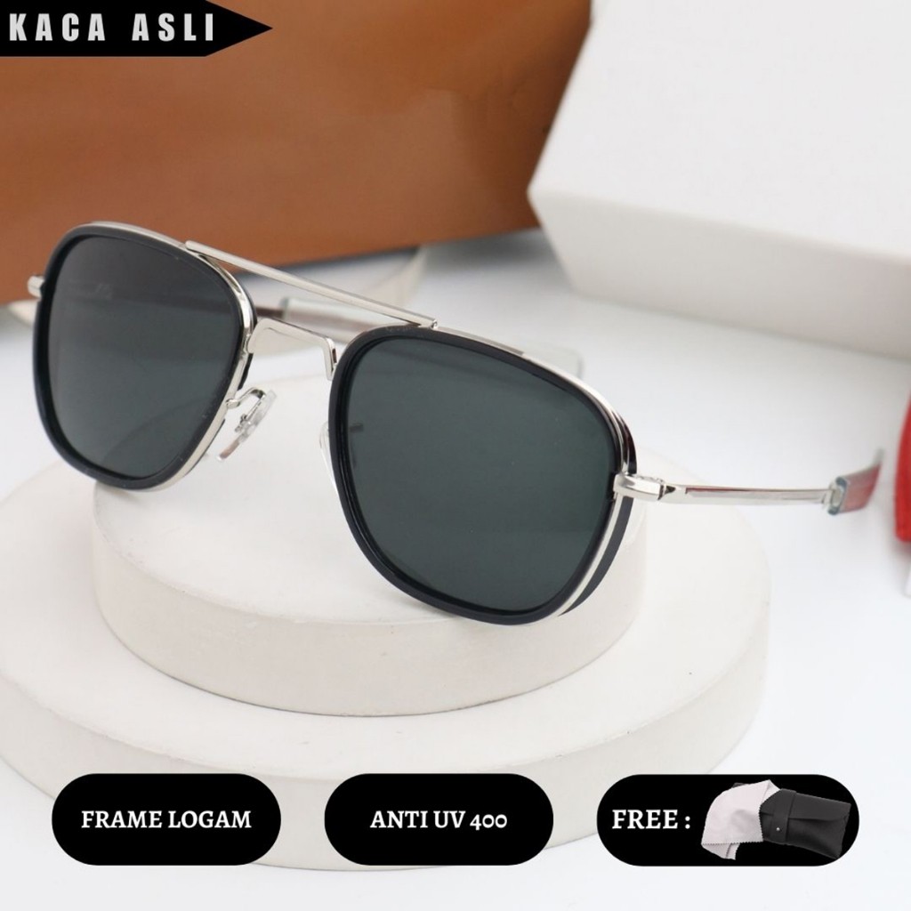 [ MGshop ] COD-【AO 54 Kecil】Kacamata Hitam Anti UV400 Kacamata Original Fashion Pria,Sunglasses Lens