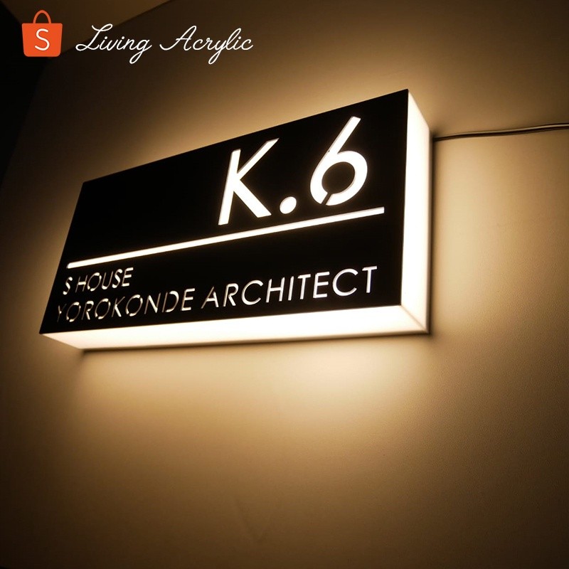 Nomor Rumah LED Neon Box Akrilik Papan Nama Akrilik LED Neonbox Papan Nama Akrilik