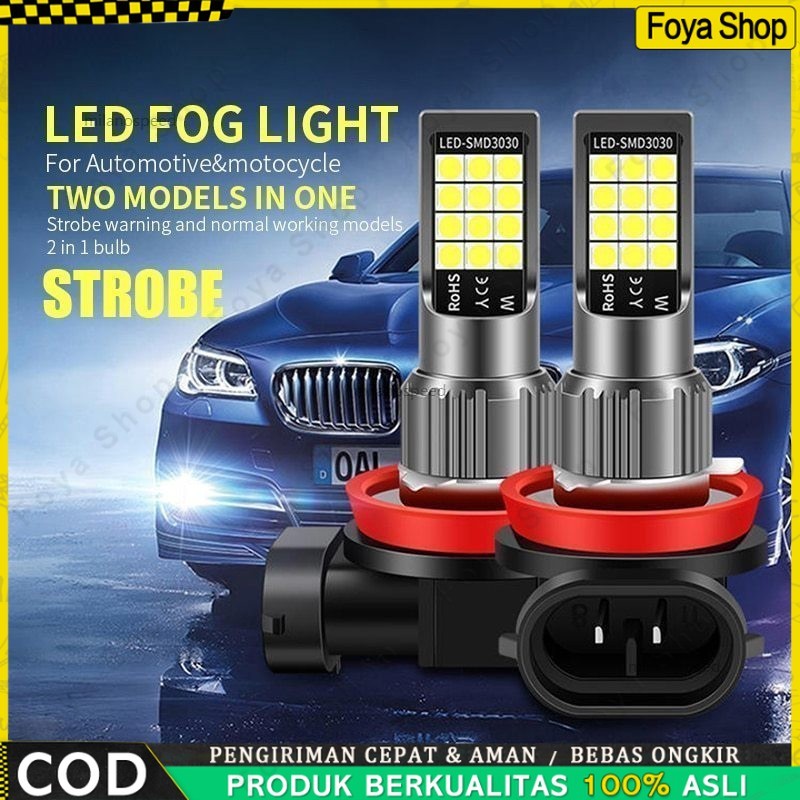 1Pcs 【LED】Lampu LED Mobil Super Terang 100W 20SMD 4300K 1000LM Mobil Warna Kuning/Puith H11 H8 H16(J