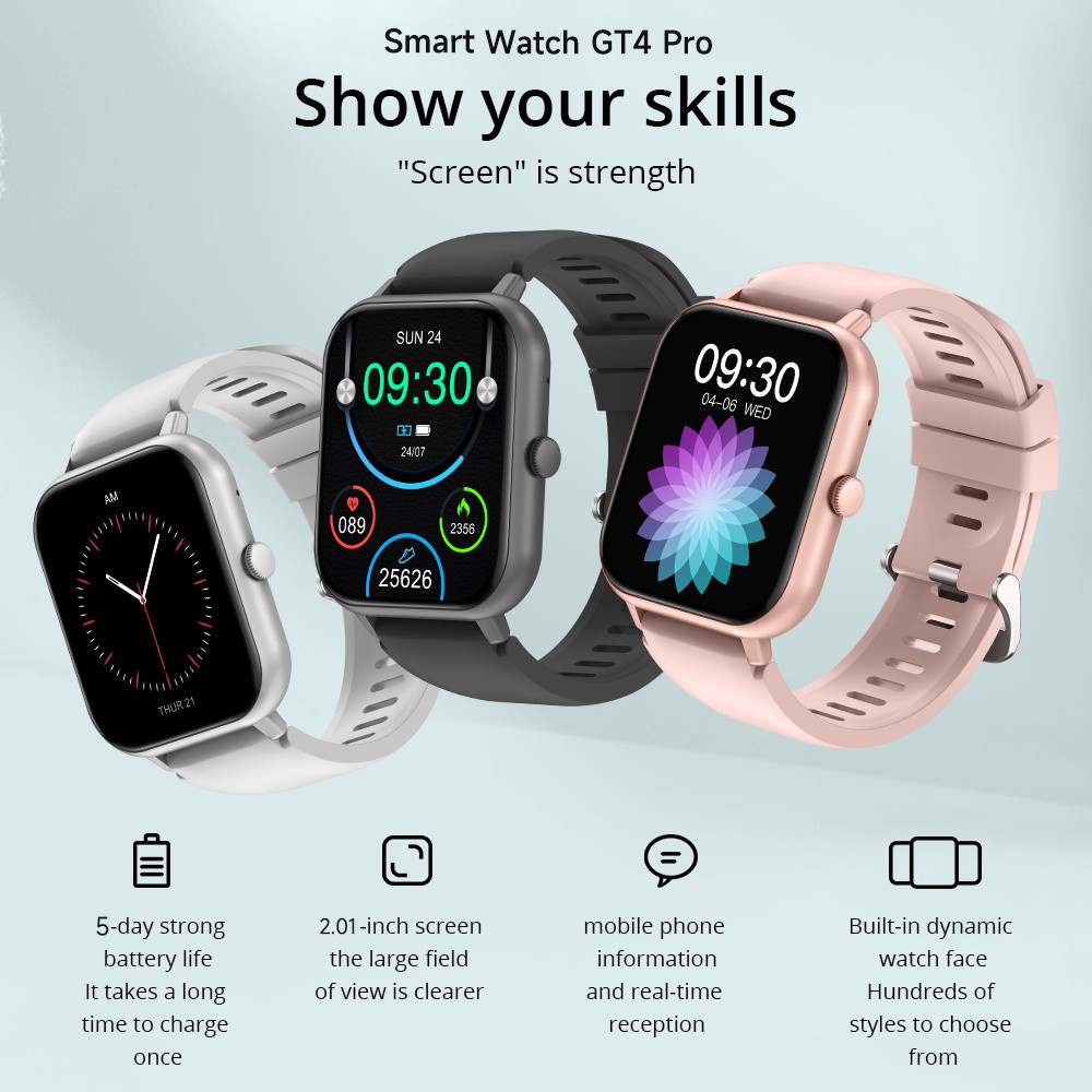 2024 New SmartWatch GT4 Pro IP68 Waterproof 2.01inch Bluetooth Call Jam Tangan Calculator Custom Wal