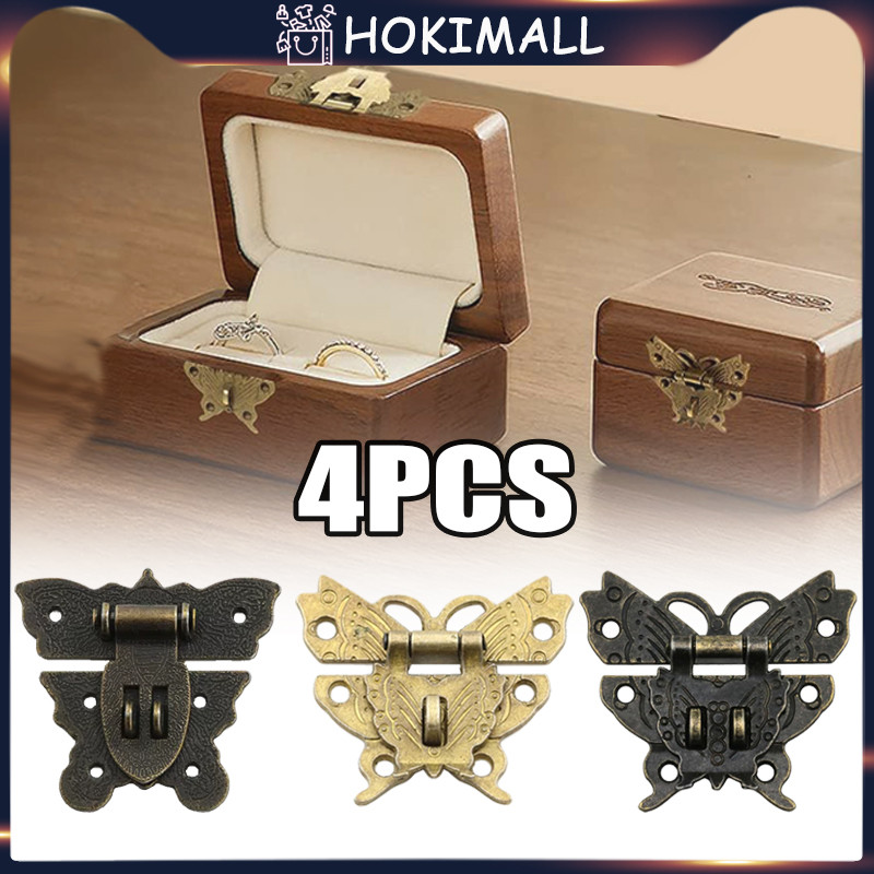 4Pcs Kunci Box / Kunci Dus / Kunci Pengait Kotak Souvenir Antik Gelap/Emas