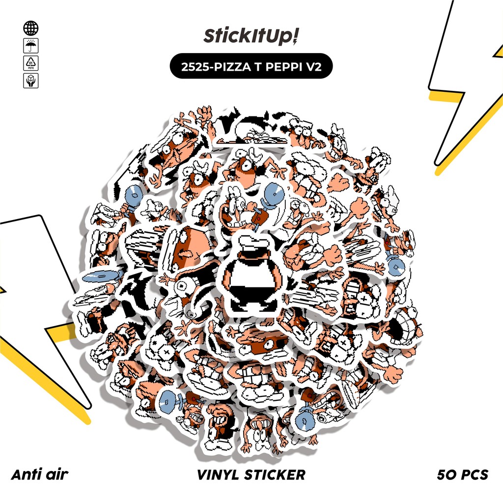 

COD✨ 50 Pcs Stiker Pack PIZZA T PEPI V2 Lucu Aesthetic Vynil Waterproof untuk Freebies Sticker Buku Journal Casing HP Laptop