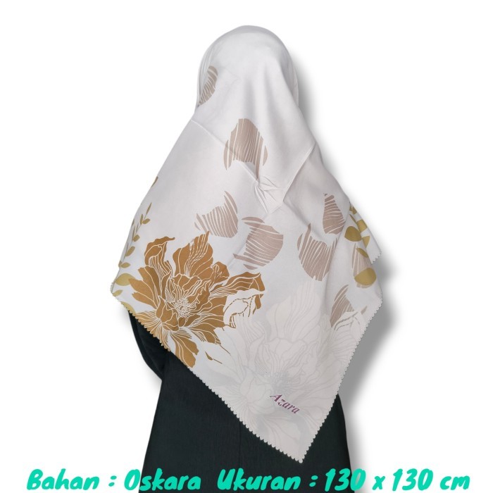 ✨TERLARIS✨ -Segiempat Syari Laser Jilbab Azara Kerudung Segi4 Jumbo Motif Bunga - 1