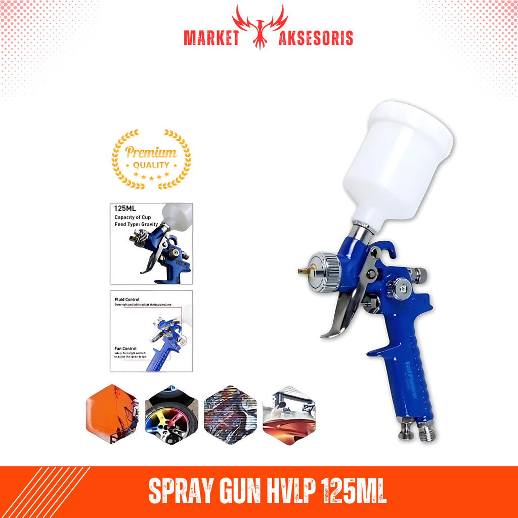 Spray Gun HVLP Airbrush 125ml Spraygun Alat Penyemprot Cat Semprot Cat Air Semprotan Cat Mobil Mebel