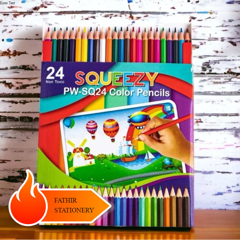 

PENSIL 24 WARNA SQUEEZY PENSIL WARNA WOODLESS