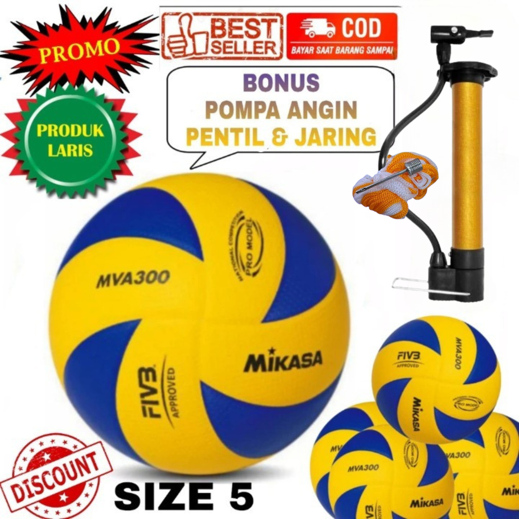 Bola voli mikasa MVA300 original bola volly dewasa empuk murah kualitas terbaik GRATIS POMPA JARING 