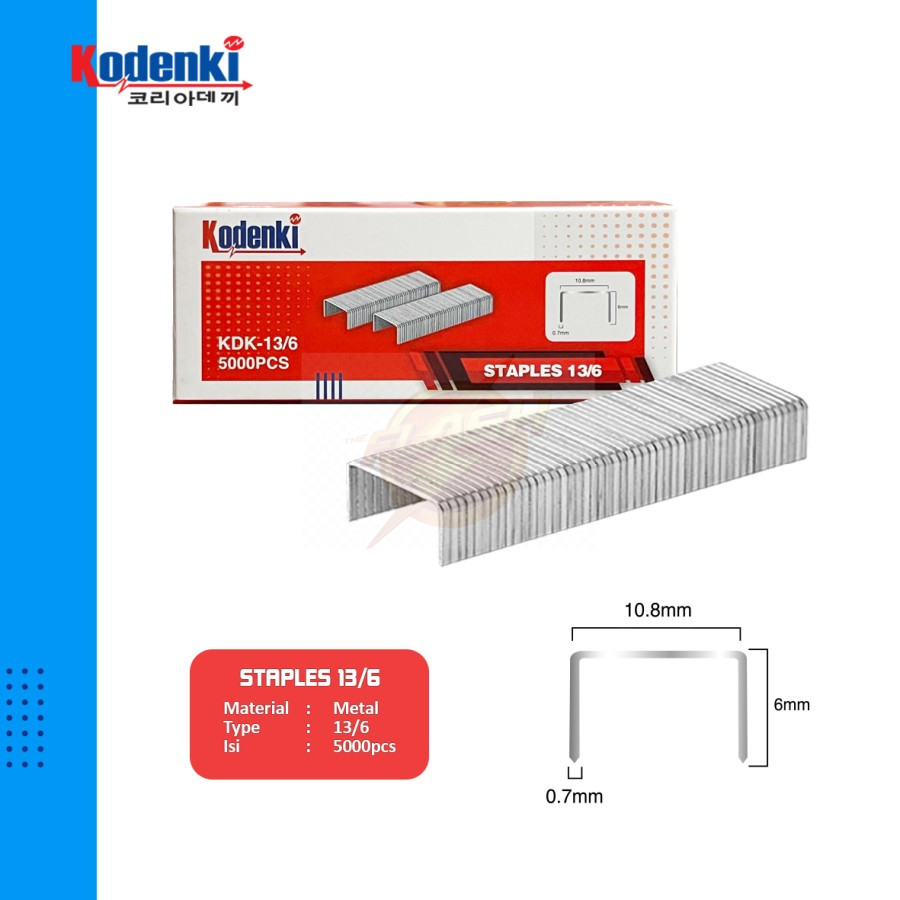 

Isi Staples 13/6 , 13/8 Stapler R23 - Refill Air Stapler Gun - Isi Gun Tacker 5000pc KODENKI