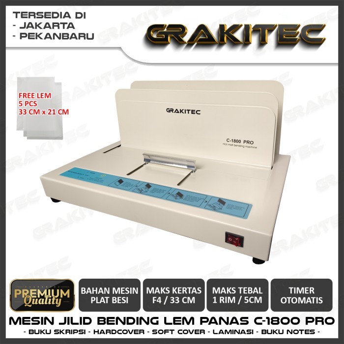 

Thosti Mesin Jilid Buku Bending F4 Lem Panas Bending Kualitas Premium / Pener - C-1800 Grakitec