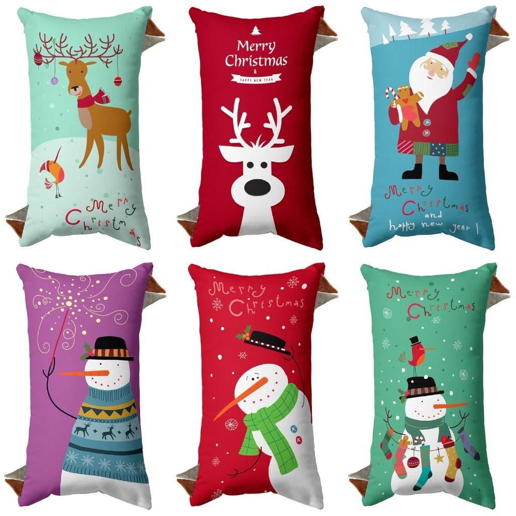 Bantal Baby My Baby Print Motif Natal Christmas Holiday Season Santa Claus Snowman Reindeer 50x20 cm