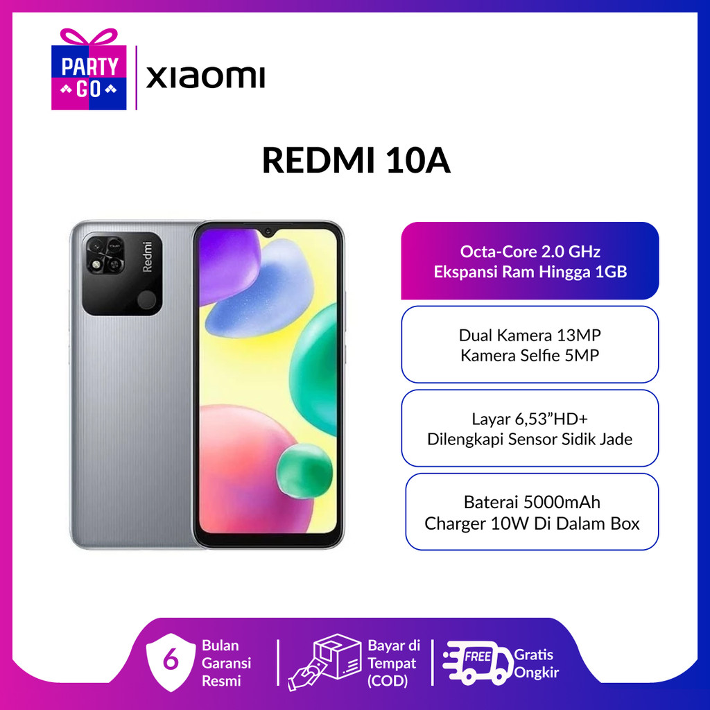 (Second Handphone) Xiaomi Redmi 10A Chrome Silver 2GB + 32GB | 3GB + 32GB | 3GB + 64GB NO charger