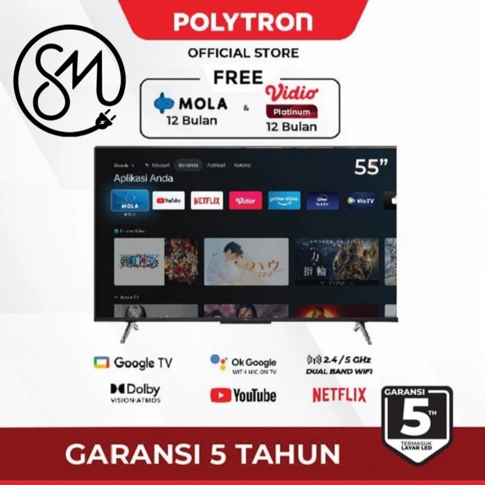 LED TV Polytron PLD 55UG5959 55 inch Google tv Smart 4K UHD