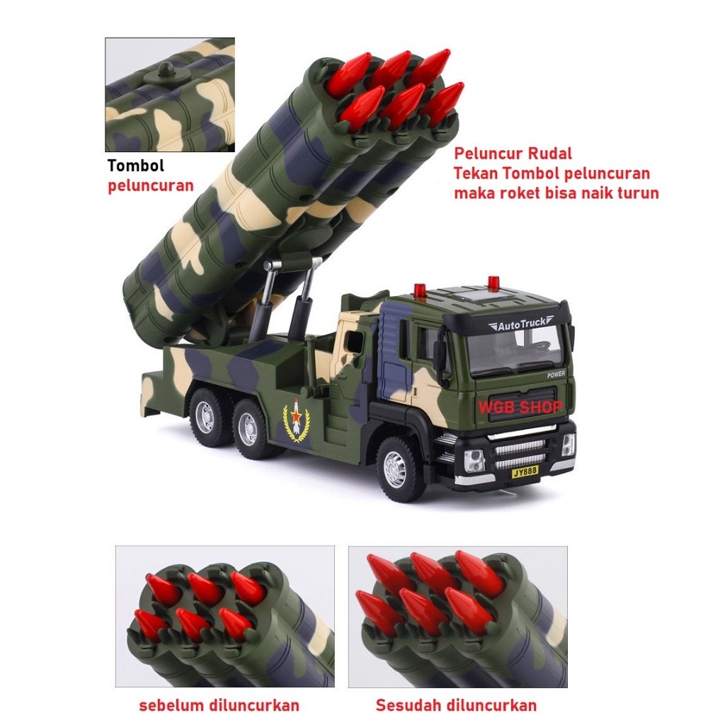 Mainan Diecast Miniatur Militer Army  Truck Roket Launcer Toys