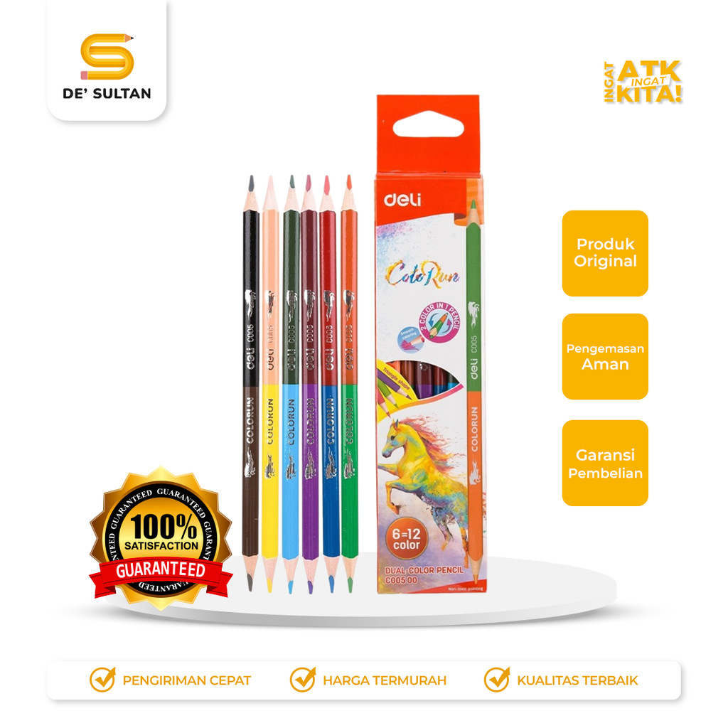 

DELI PENSIL WARNA GANDA 6 WARNA GANDA/ DUAL COLORED PENCIL 6 DUAL COLORS EC00500 (1SET)