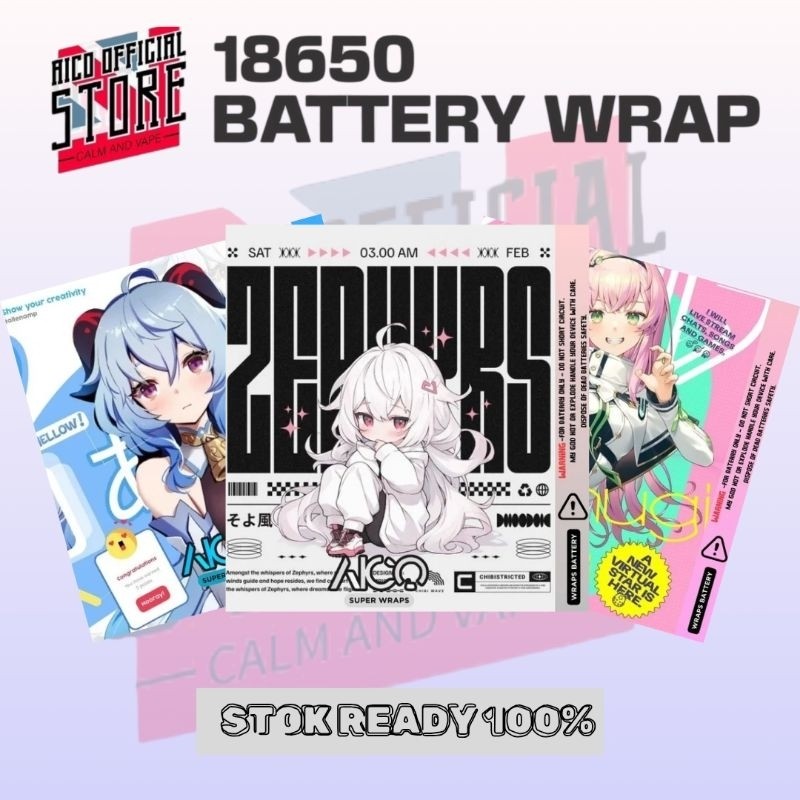 

PROMO Pelindung Baterai - Skin Wrap Baterai 18650 AICO SUPERWRAPS x Anime Japan Waifu Full Colour ORIGINAL Full Motif Untuk Menghias Dan Melindungi Baterai Agar Tidak Rusak Stiker Wrap Baterai 18650 Anime Waifu Cute Skin Wrap Baterai Merah Pink Ungu Biru